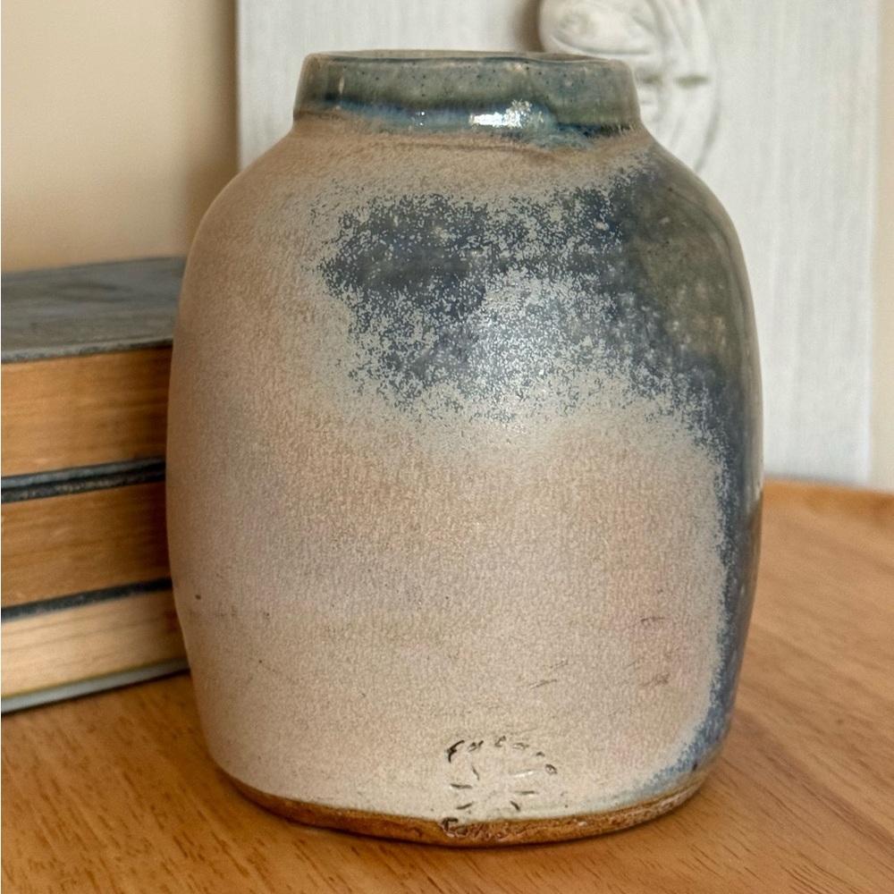 Artisan Signed Studio Art Pottery Vessel/Vase, Matte & Glossy Glaze, 6”